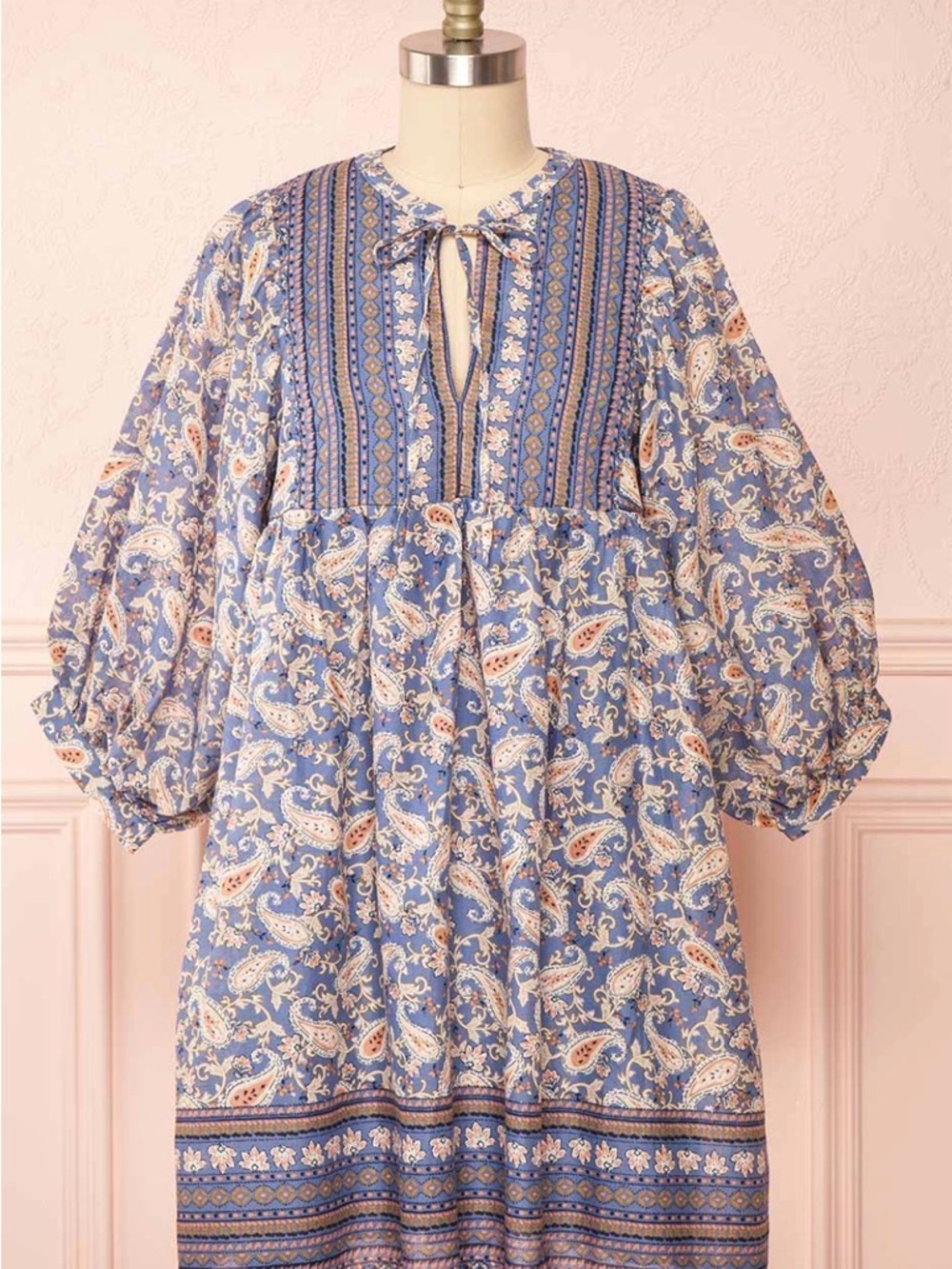 Dress Forum Blue Paisley-Striped Boho Tunic